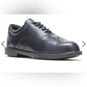 HUSH PUPPIES PROFESSIONALS Black Men's wing tip Oxford STEEL TOE Dress Shoe NEW